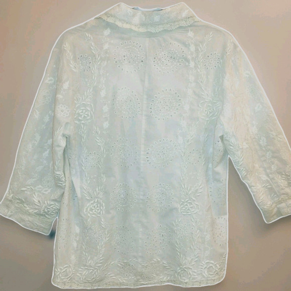 White Embroidered Blouse Vintage Inspired Sz 2 Romantic Cottagecore Fairycore - Picture 2 of 6